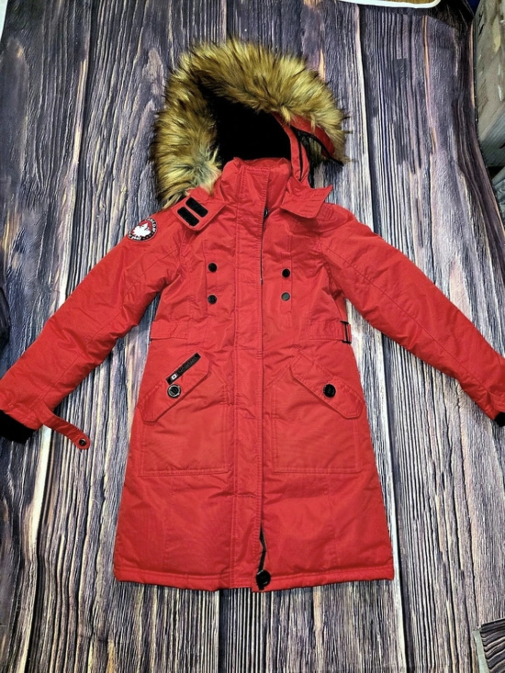 Canada Weather Gear Red Fur-Trim Puffer NWT